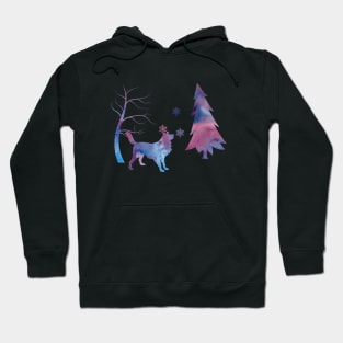 Rough Collie Catching Snowflakes, Winter, Long Haired Hoodie